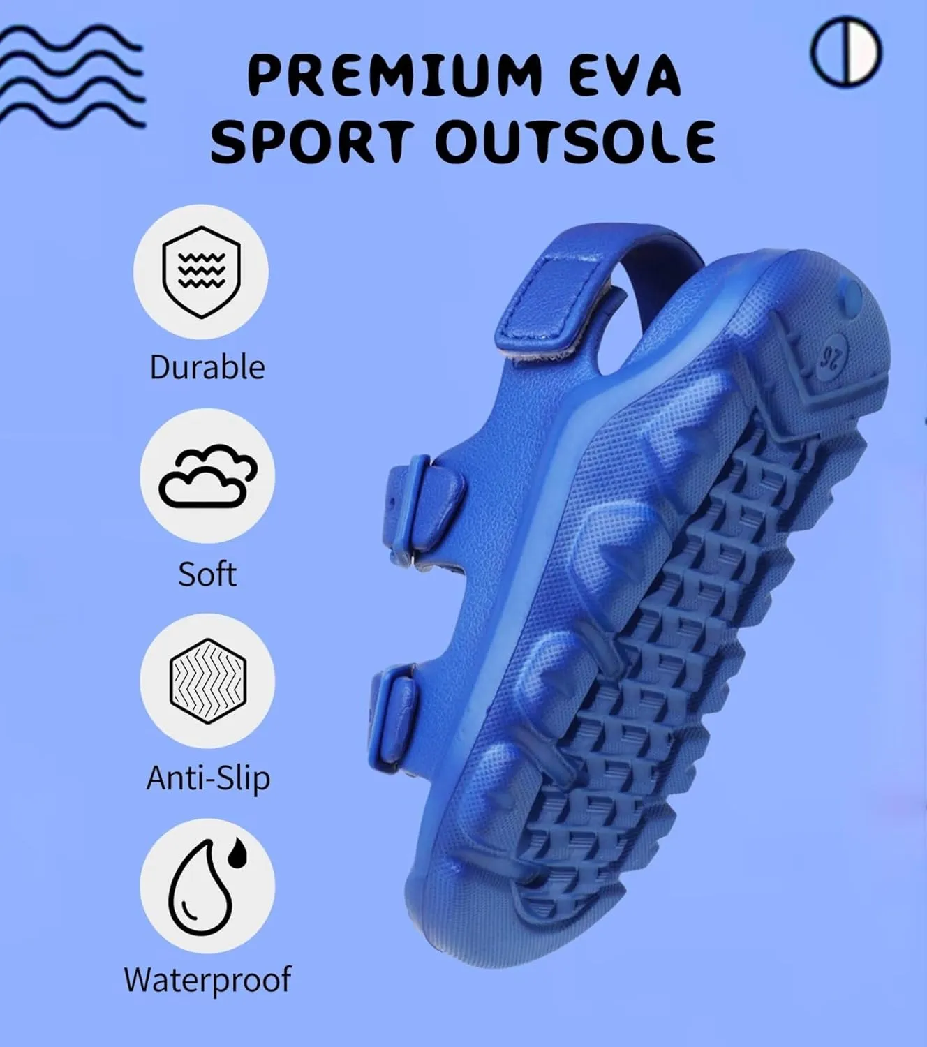 Boys Girls Toddler Little Kid Sandals Buckle Adjustable Water Sandal With Hook Loop Back Strap(Toddler 5-Little Kid 12)