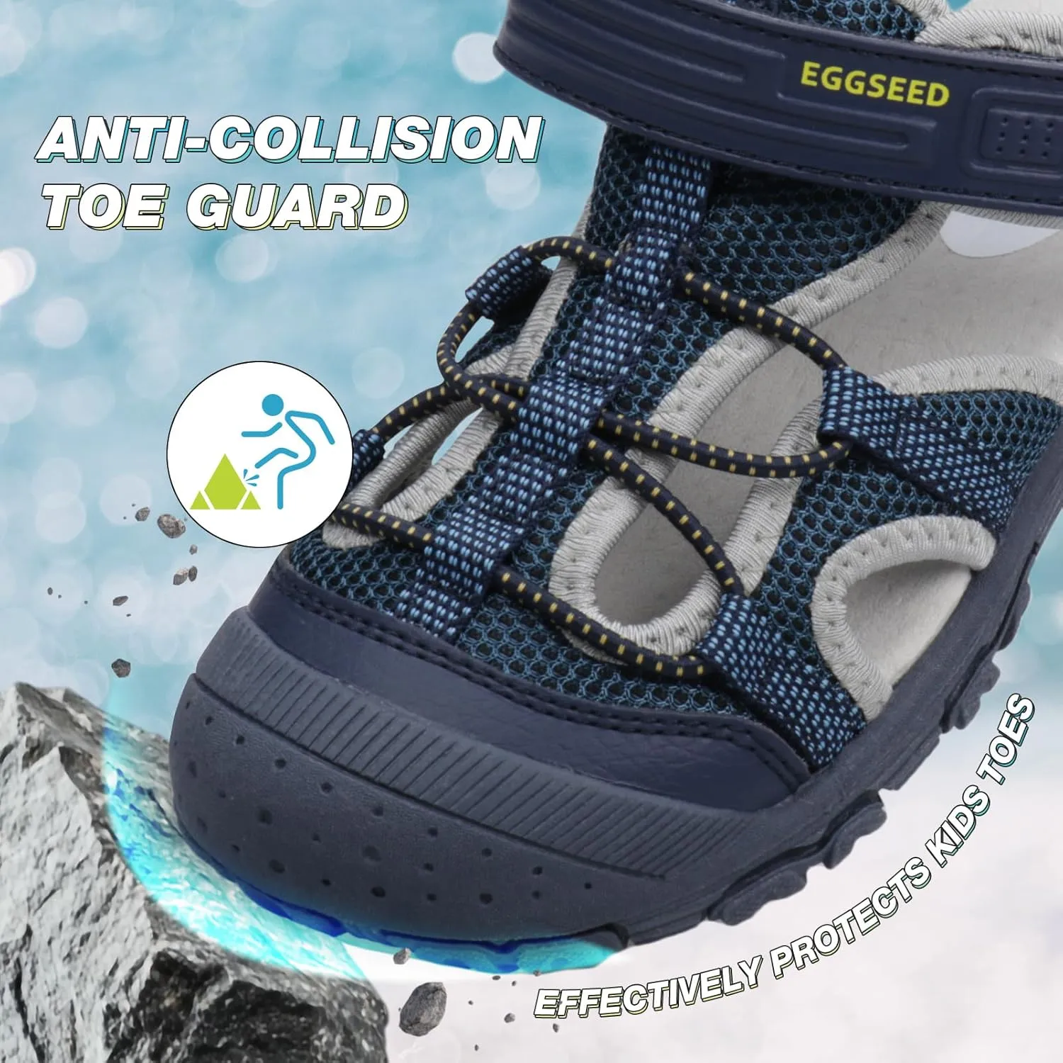 Boys Sport Sandals Summer Closed Toe Hook Loop Outdoor Athletic Walking Shoes (Toddler/Little Kid/Big Kid)