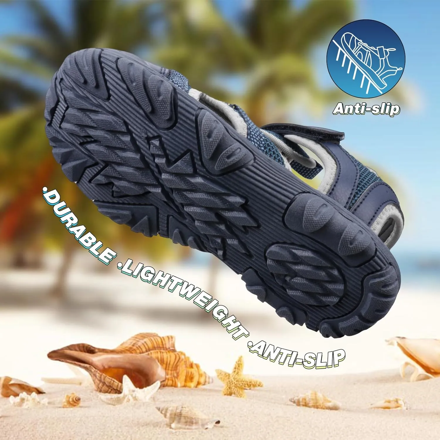 Boys Sport Sandals Summer Closed Toe Hook Loop Outdoor Athletic Walking Shoes (Toddler/Little Kid/Big Kid)