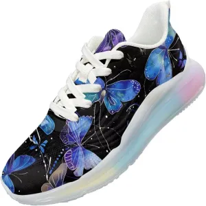 Breathable Walking Shoe Fashion Atmospheric Cushion Running Shoes for Women Comfort Soft Rubber Sole Non Slip Shoes for Gym Size 6-11 White Sole