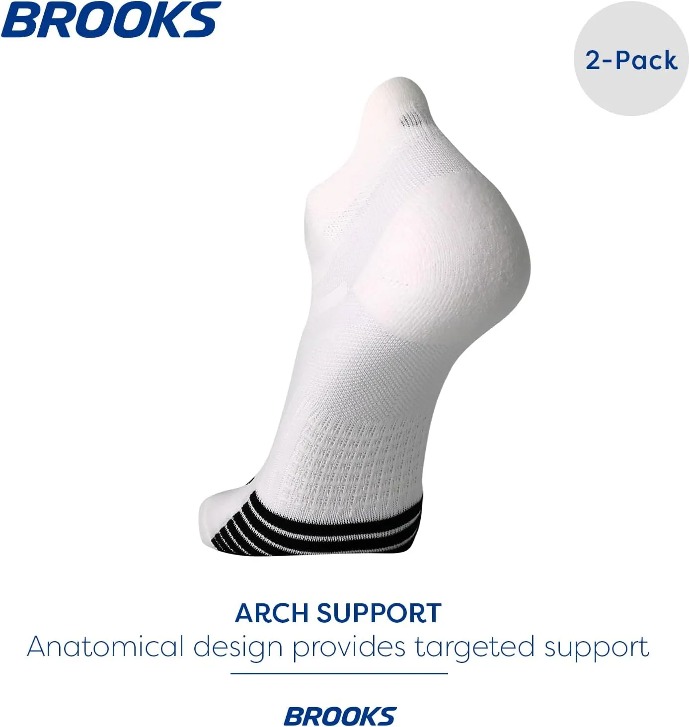 Brooks Ghost Lite No Show Socks I Performance Running, Comfort Fit with Arch Support for Men & Women (2-Pack Set)