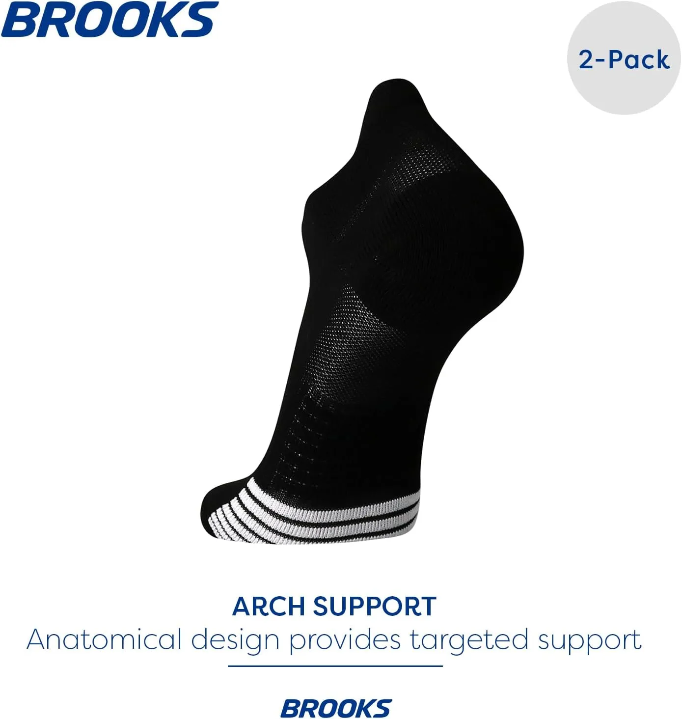 Brooks Ghost Lite No Show Socks I Performance Running, Comfort Fit with Arch Support for Men & Women (2-Pack Set)