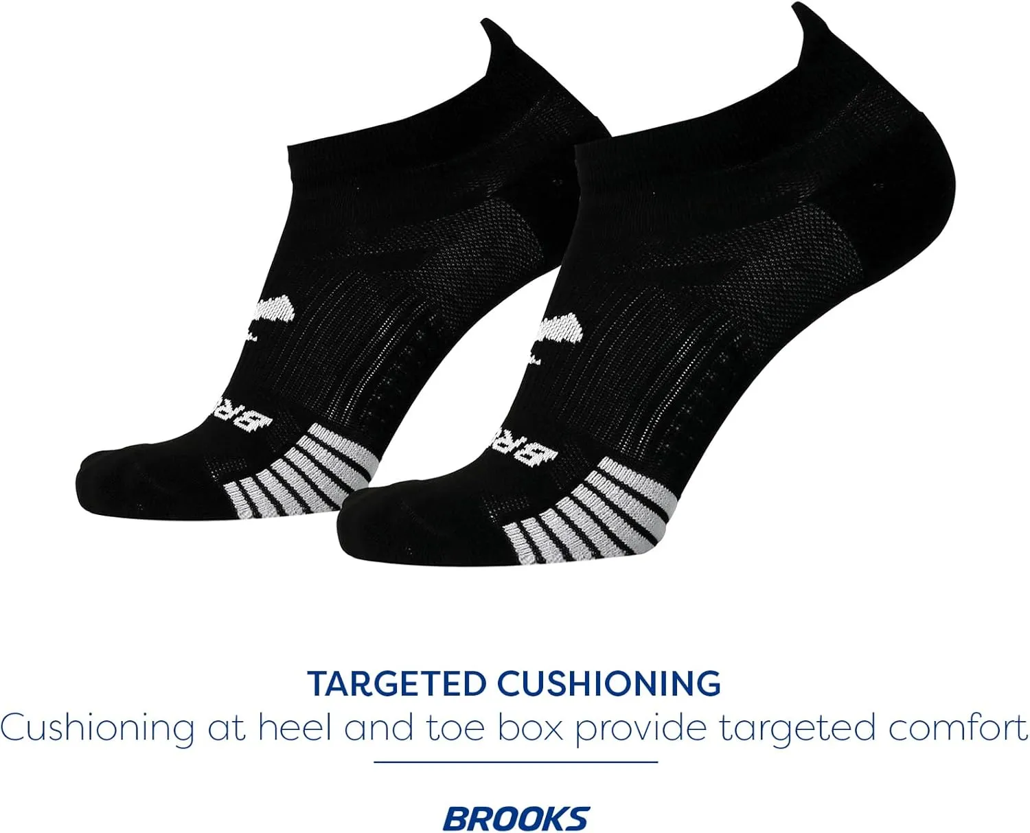 Brooks Ghost Lite No Show Socks I Performance Running, Comfort Fit with Arch Support for Men & Women (2-Pack Set)