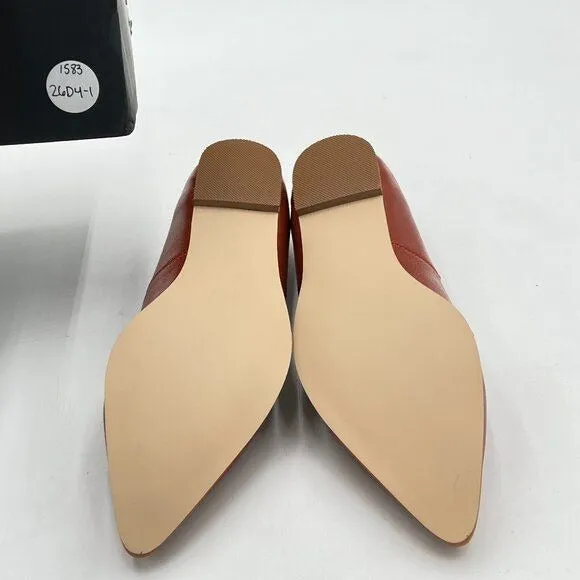 Brown Women's Wide Width Slip On Low Block Stripped Heel Pointed Toe Loafer Shoe