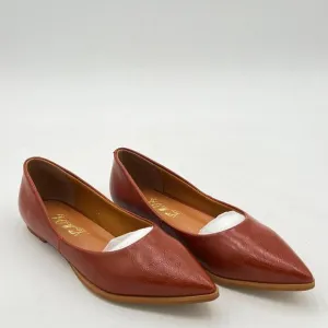 Brown Women's Wide Width Slip On Low Block Stripped Heel Pointed Toe Loafer Shoe