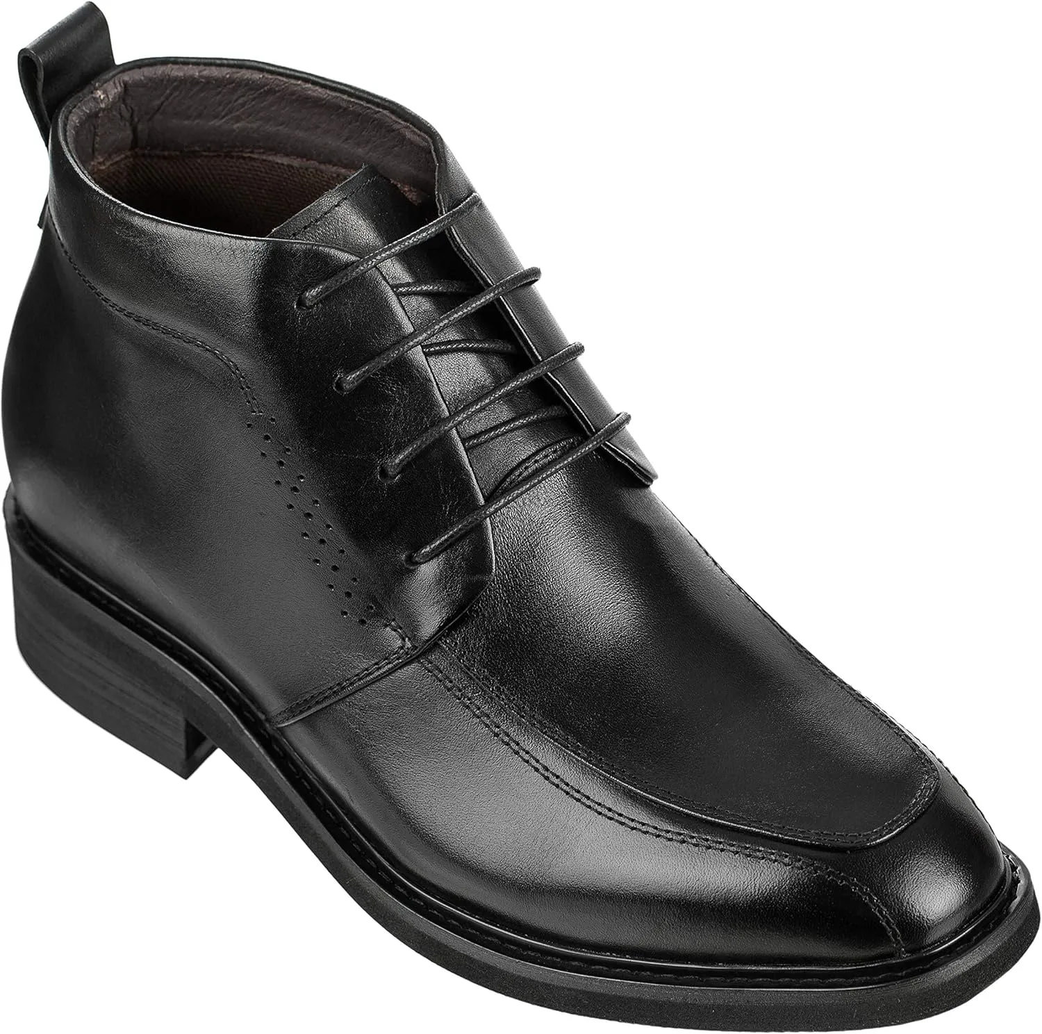 Calden Men's Invisible Height Increasing Elevator Shoes - Black Leather Lace-up Dress Formal Ankle Boots - 3 Inches Taller - K28801 - Size 12 D(M) US