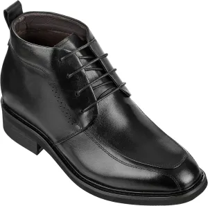 Calden Men's Invisible Height Increasing Elevator Shoes - Black Leather Lace-up Dress Formal Ankle Boots - 3 Inches Taller - K28801 - Size 12 D(M) US