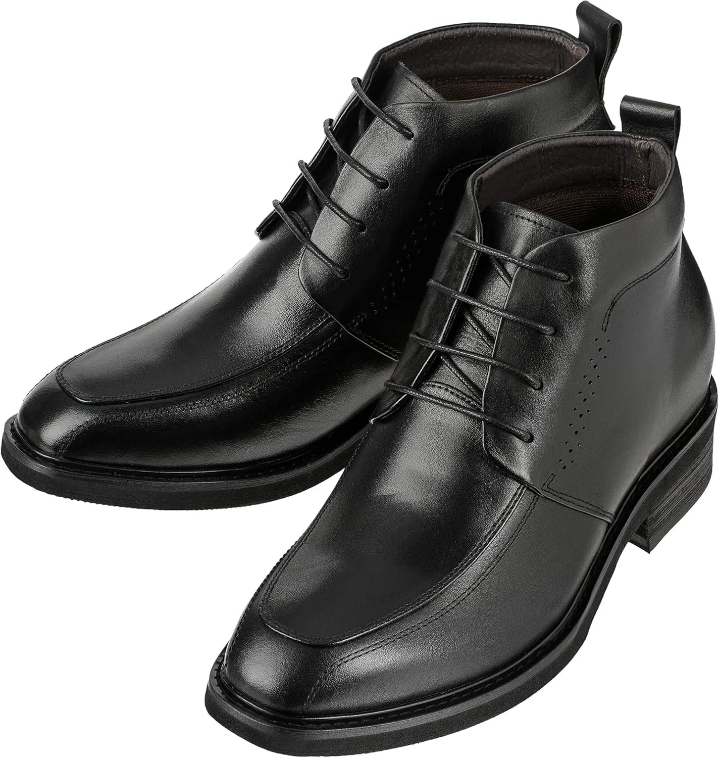 Calden Men's Invisible Height Increasing Elevator Shoes - Black Leather Lace-up Dress Formal Ankle Boots - 3 Inches Taller - K28801 - Size 12 D(M) US