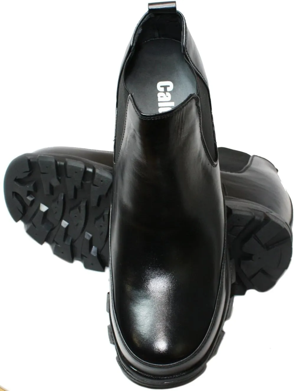 Calden Men's Invisible Height Increasing Elevator Shoes - Black Leather Slip-on Hiking-style Ankle Boots - 4.9 Inches Taller - K332011 - Size 11.5 D(M) US