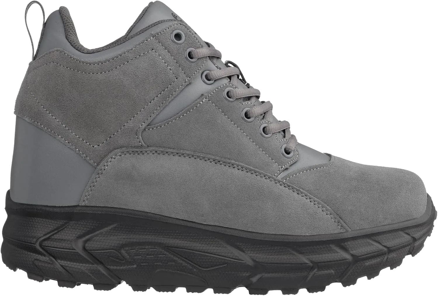 CALTO Men's Invisible Height Increasing Elevator Shoes - Grey Lace-up High-Top Hiking Style Sneaker Boots - 4 Inches Taller - S22800 - Size 8 D(M) US