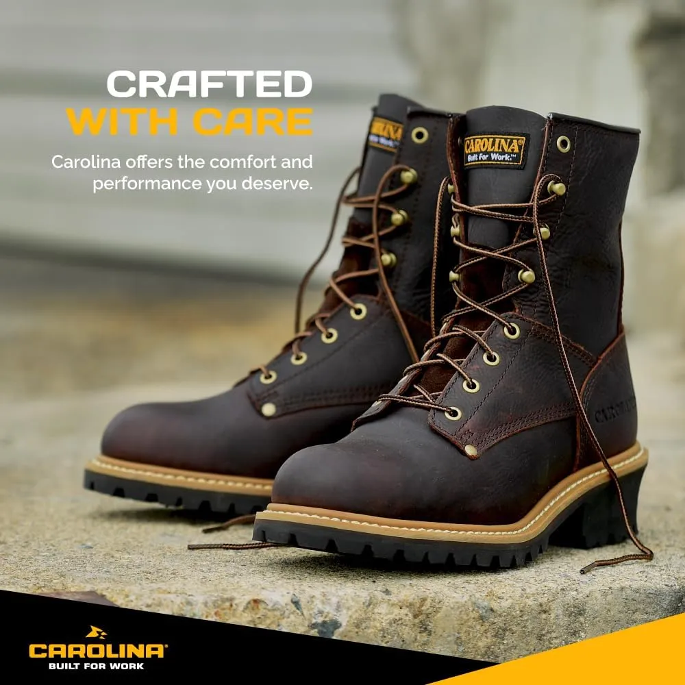 Carolina Elm 8” Steel Toe Logger Work Boots for Men - Rugged Leather Upper with Comfort Footbed, Oil & Slip-Resisting Rubber Lug Outsole, EH Rated
