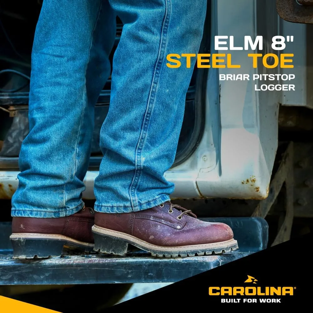 Carolina Elm 8” Steel Toe Logger Work Boots for Men - Rugged Leather Upper with Comfort Footbed, Oil & Slip-Resisting Rubber Lug Outsole, EH Rated