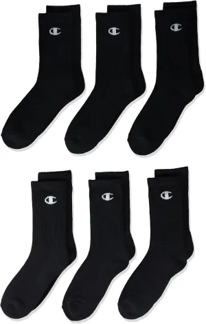 Champion Kids' 6-Pack Crew Socks with Color and Size Options
