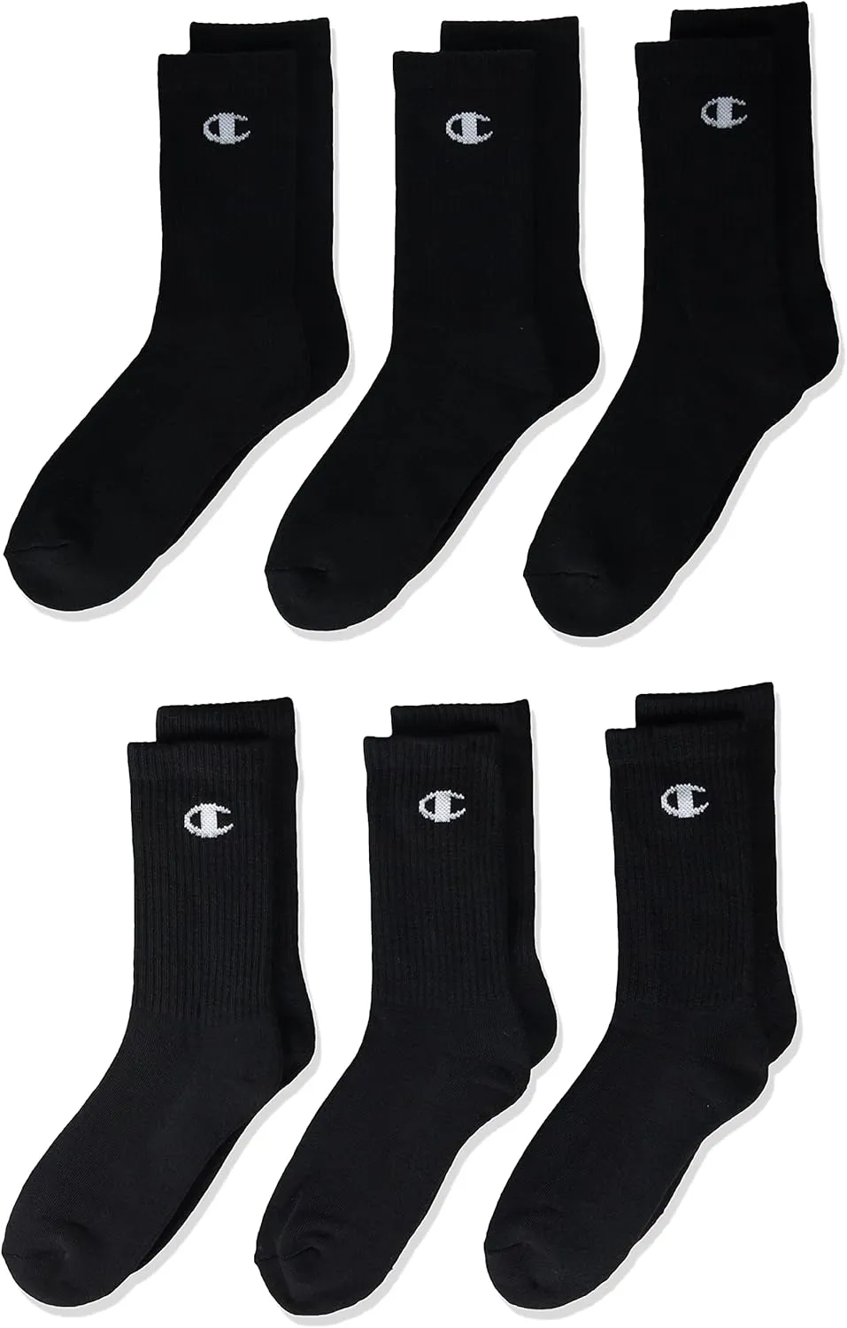 Champion Kids' 6-Pack Crew Socks with Color and Size Options