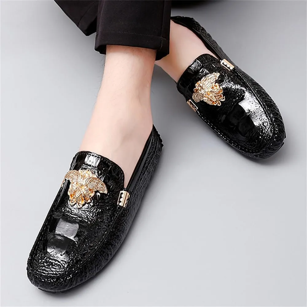 CHUUMEE Fashion Crocodile Pattern Men's Driving Penny Loafers Leather Moccasin Slip-On Casual Dress Boat Shoes