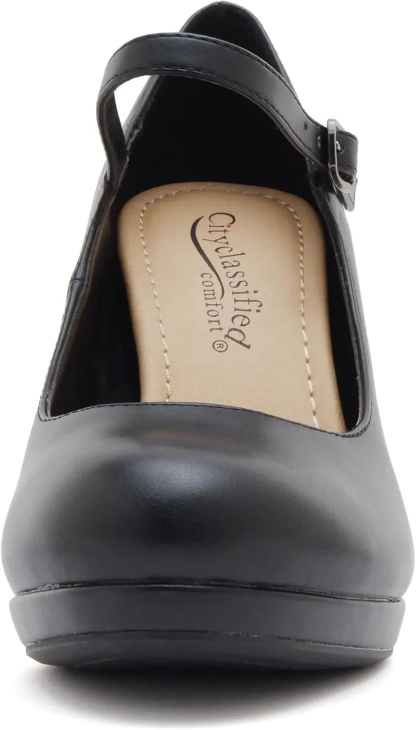 City Classified Comfort Topshoeave Women's Dennis Mary Jane High HEE Black l