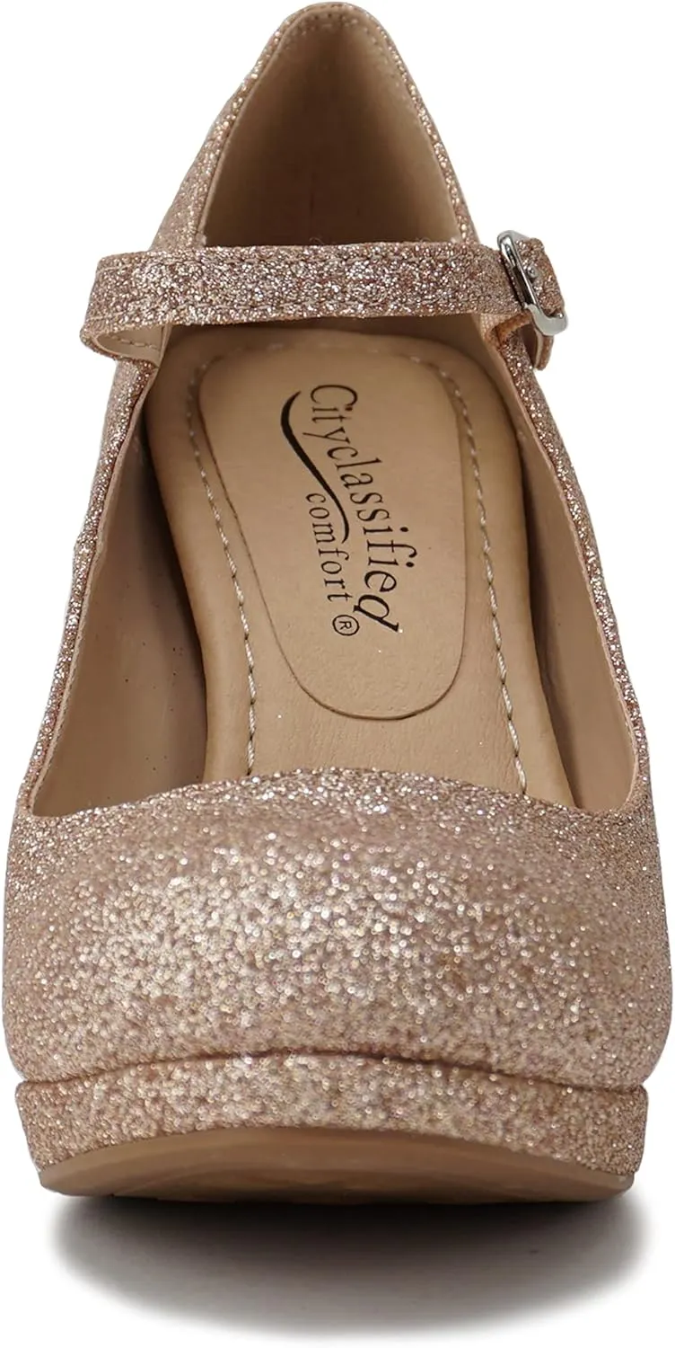 City Classified Comfort Topshoeave Women's Dennis Mary Jane High HEE Black l