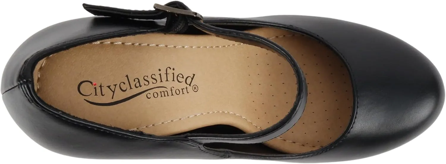 City Classified Comfort Topshoeave Women's Dennis Mary Jane High HEE Black l