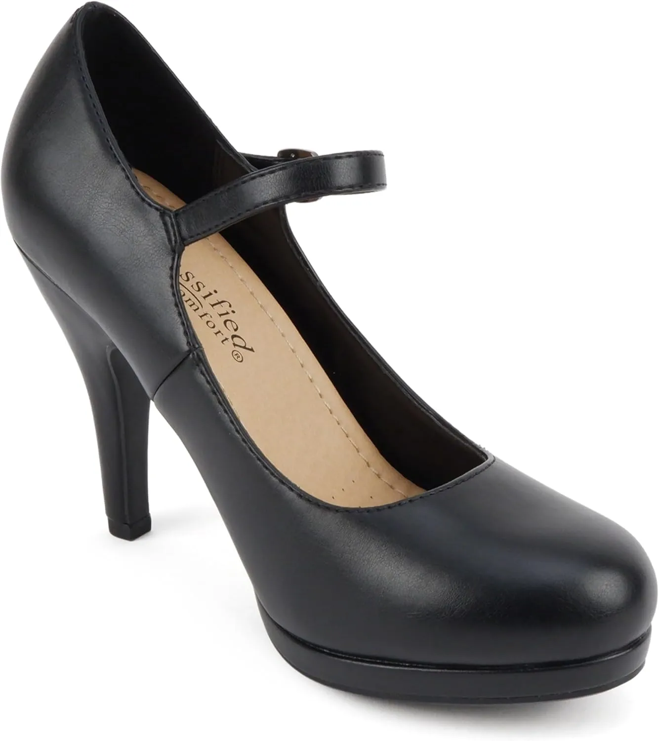 City Classified Comfort Topshoeave Women's Dennis Mary Jane High HEE Black l