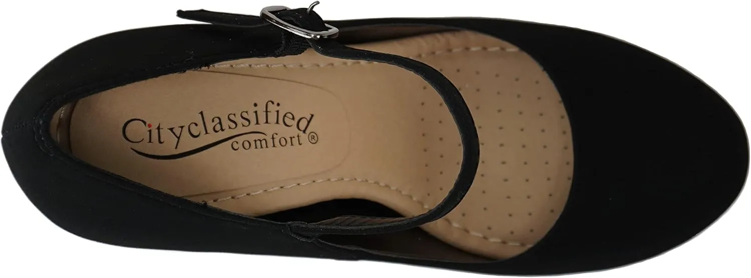 City Classified Comfort Topshoeave Women's Dennis Mary Jane High HEE Black l