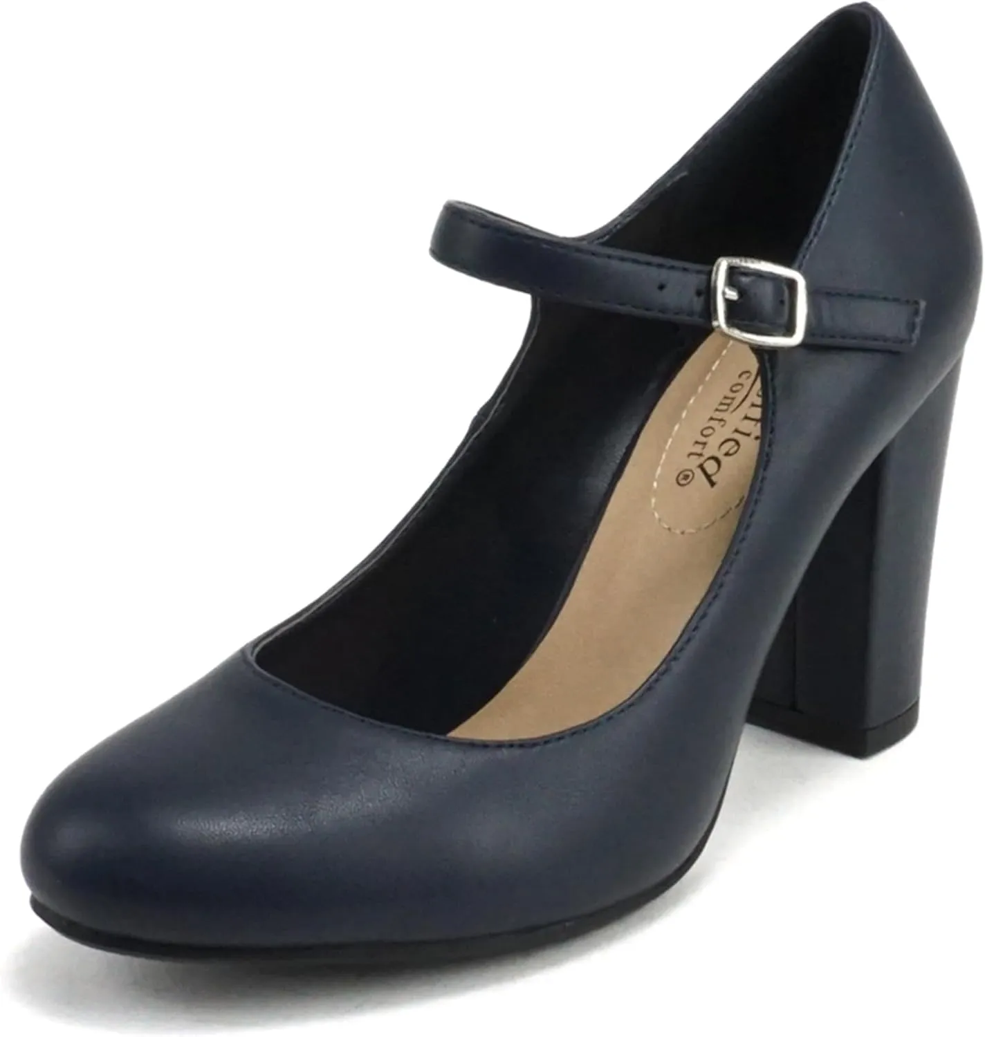 City Classified Comfort Women's Closed Toe Ankle Strap Block Heel