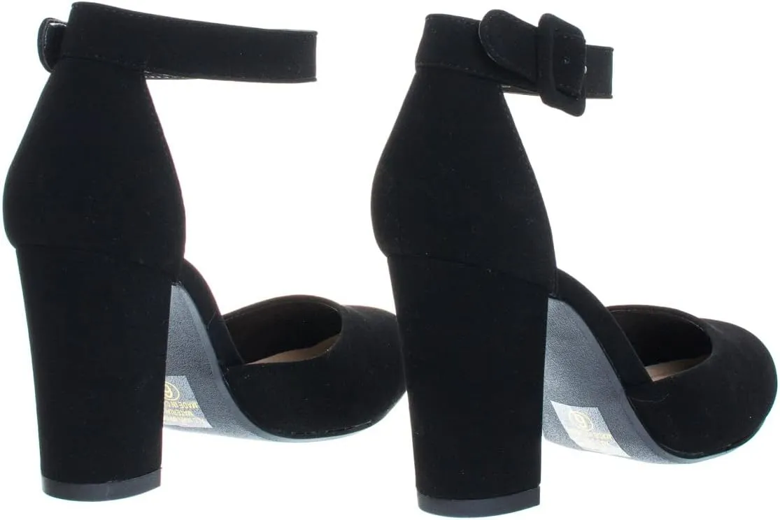 City Classified Comfort Women's Closed Toe Ankle Strap Block Heel