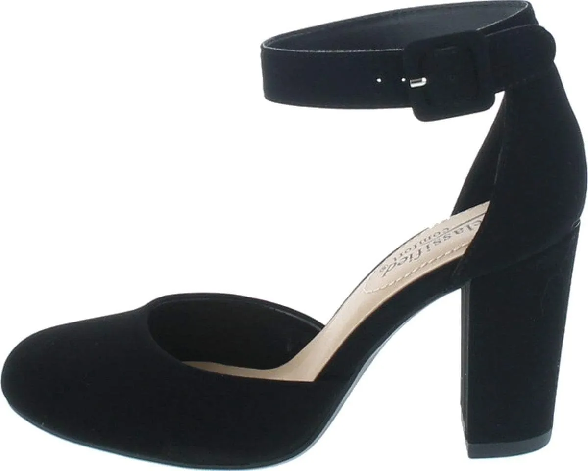 City Classified Comfort Women's Closed Toe Ankle Strap Block Heel
