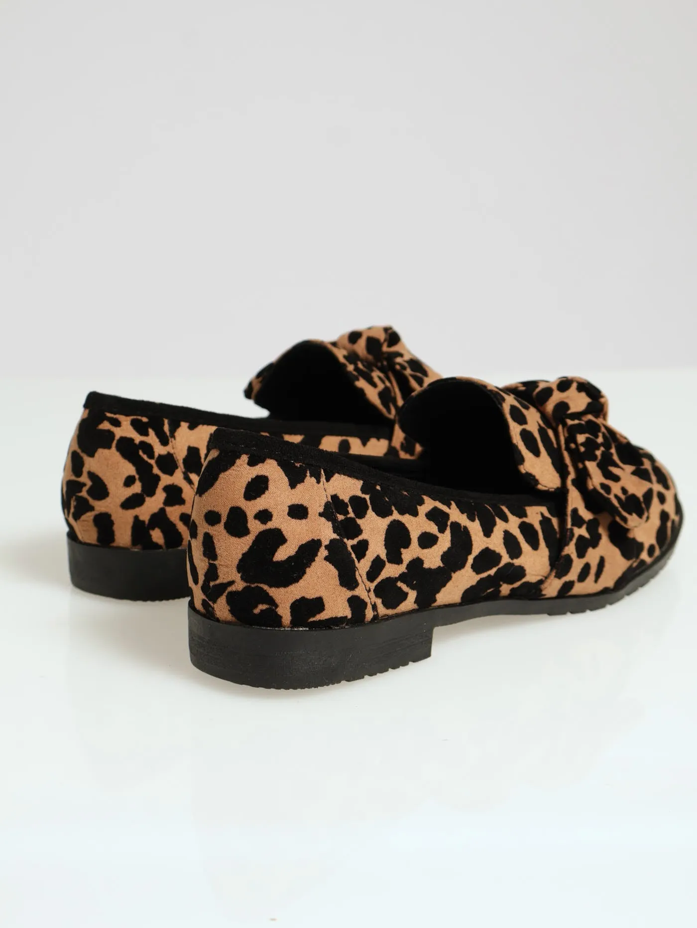Classic Leopard Embossed Loafer With Bow - Animal