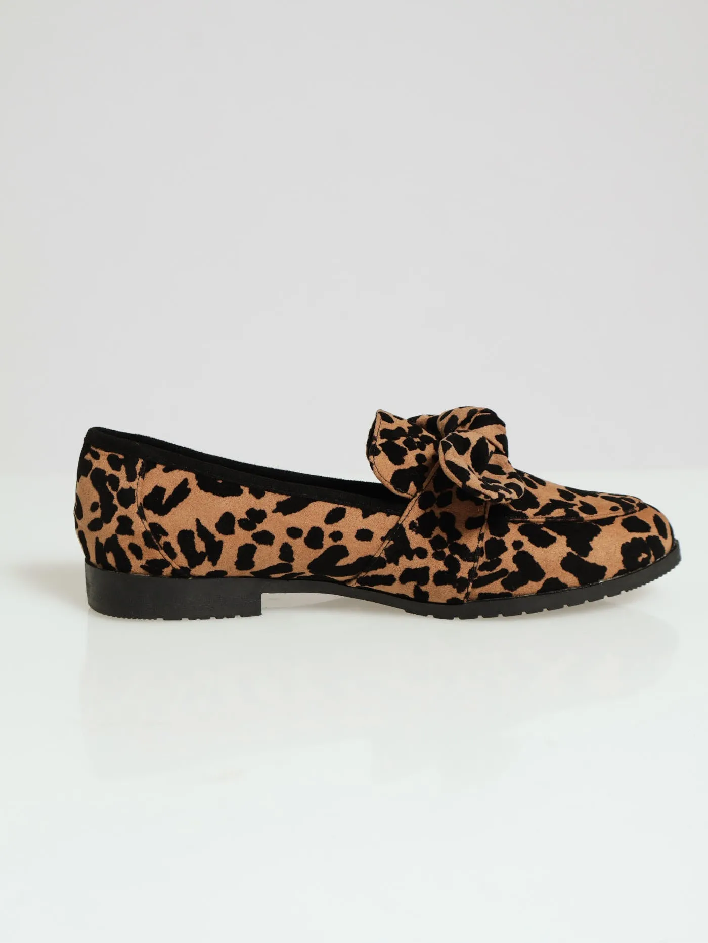 Classic Leopard Embossed Loafer With Bow - Animal