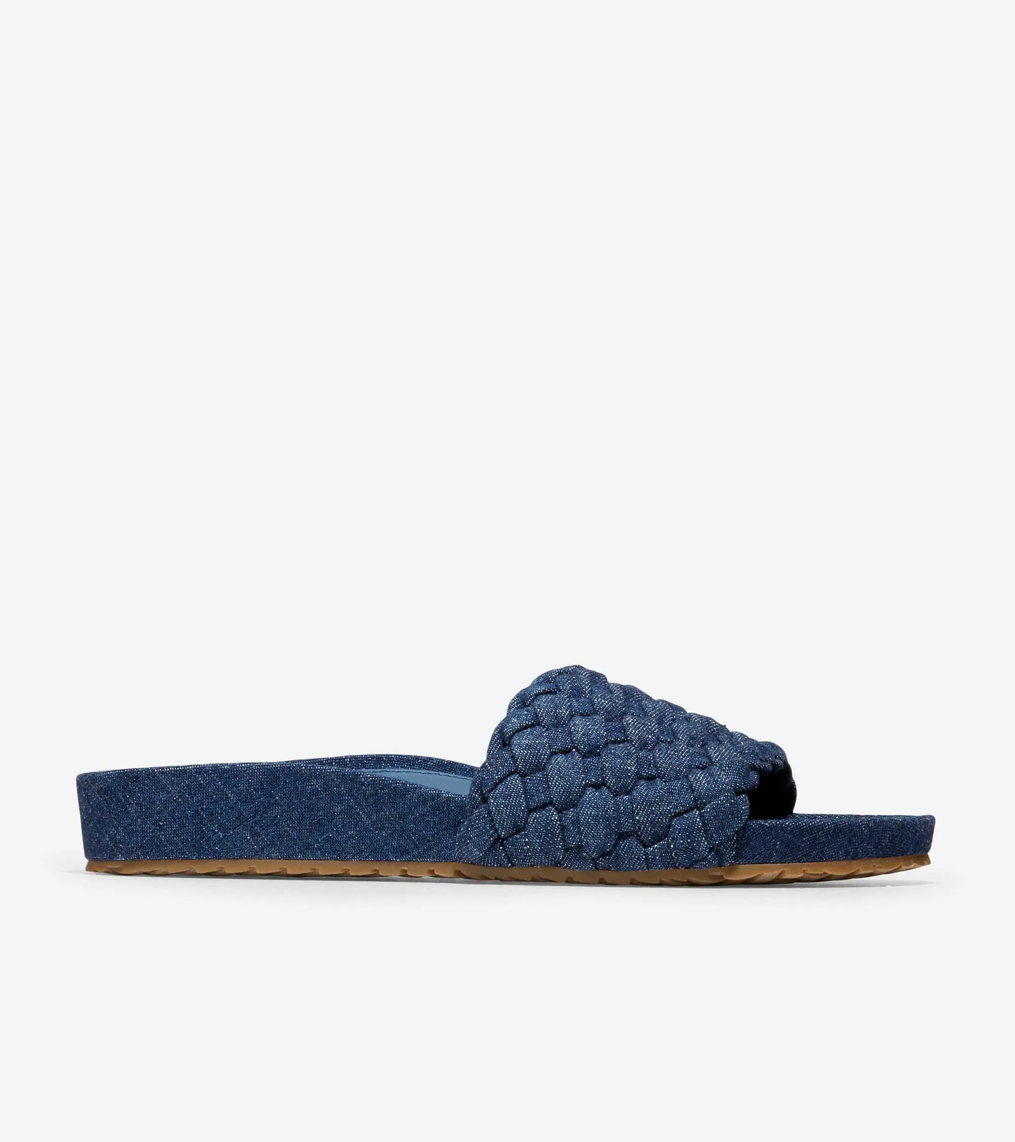 Clearance sale Haan Slide Open Leather Flat Denim Sandals Slip Mojave Rounded On Endless choices Cole Toe