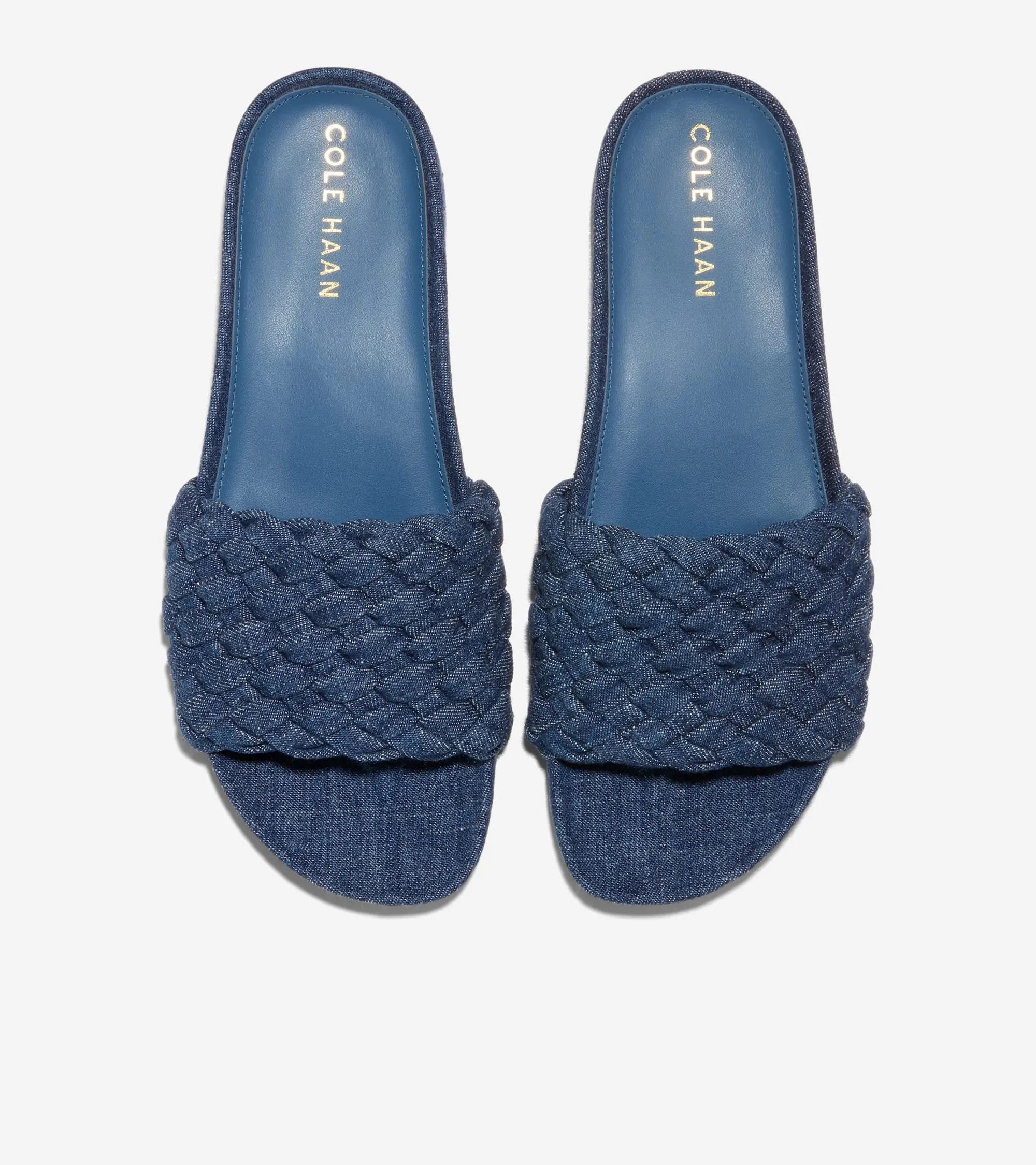 Clearance sale Haan Slide Open Leather Flat Denim Sandals Slip Mojave Rounded On Endless choices Cole Toe