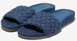 Clearance sale Haan Slide Open Leather Flat Denim Sandals Slip Mojave Rounded On Endless choices Cole Toe