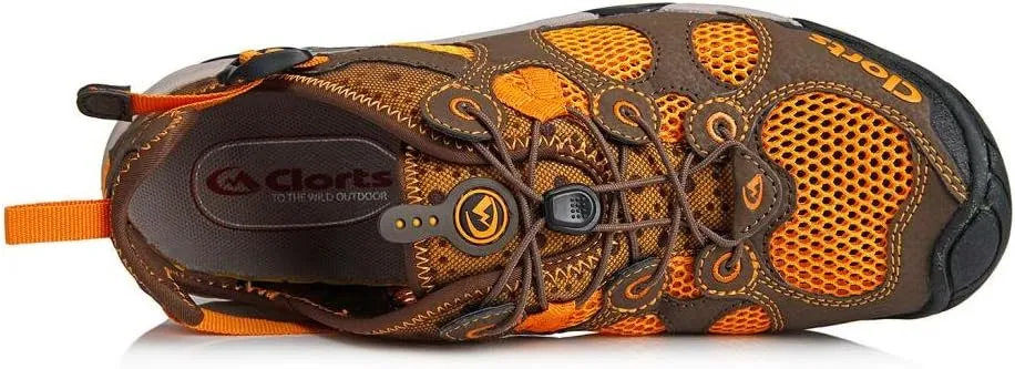Clorts Men's Water Shoes Athletic Sport Lightweight Walking Sneaker Fisherman Sandal Brown 3H021B