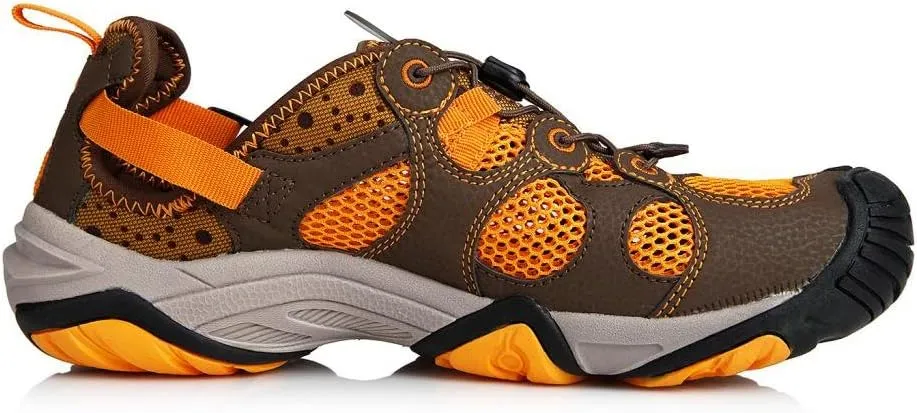 Clorts Men's Water Shoes Athletic Sport Lightweight Walking Sneaker Fisherman Sandal Brown 3H021B