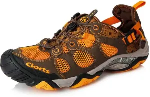 Clorts Men's Water Shoes Athletic Sport Lightweight Walking Sneaker Fisherman Sandal Brown 3H021B