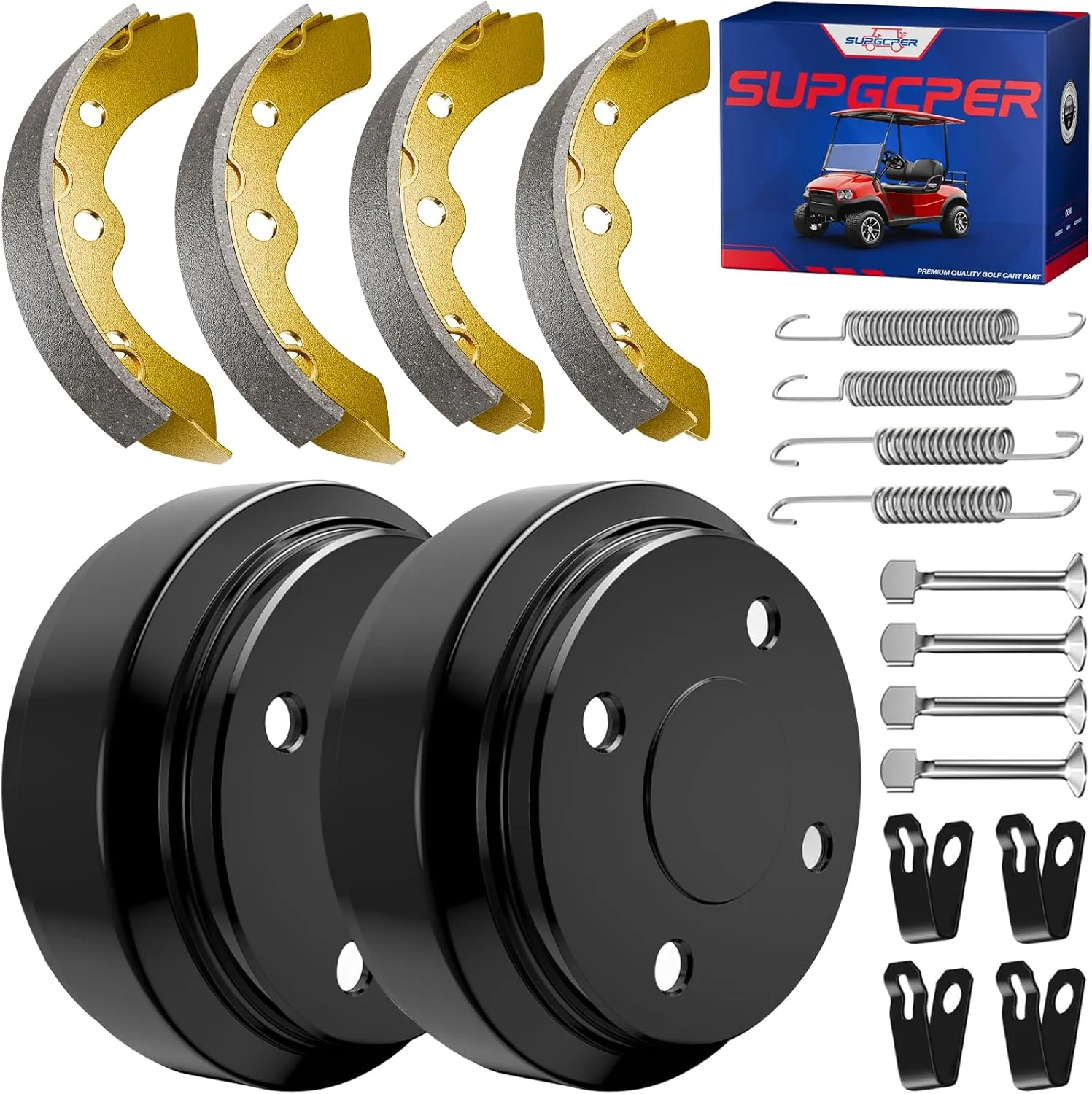 Club Car Brake Repair Kits for DS 1995-UP&Precedent 2004-UP, Golf Cart Brake Drum Kit, Club Car Brake Drum/Hubs&Brake Shoes/Pads&Brake Spring Kit, OEM Replace# 101823201 101816301 101791101