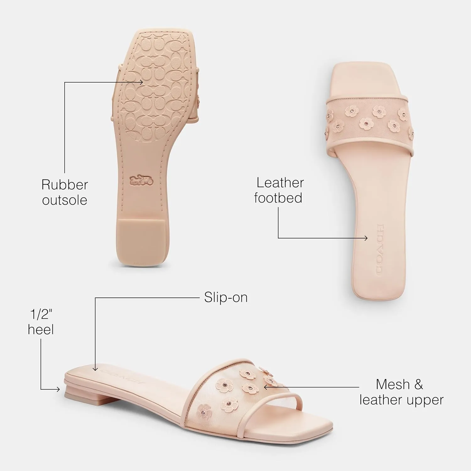 COACH Women's Tea Rose Flat Sandal Slipper