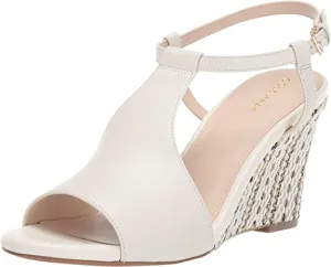 Cole Haan 80 mm Maddie Open Toe Wedge Ivory Leather 9 B (M)