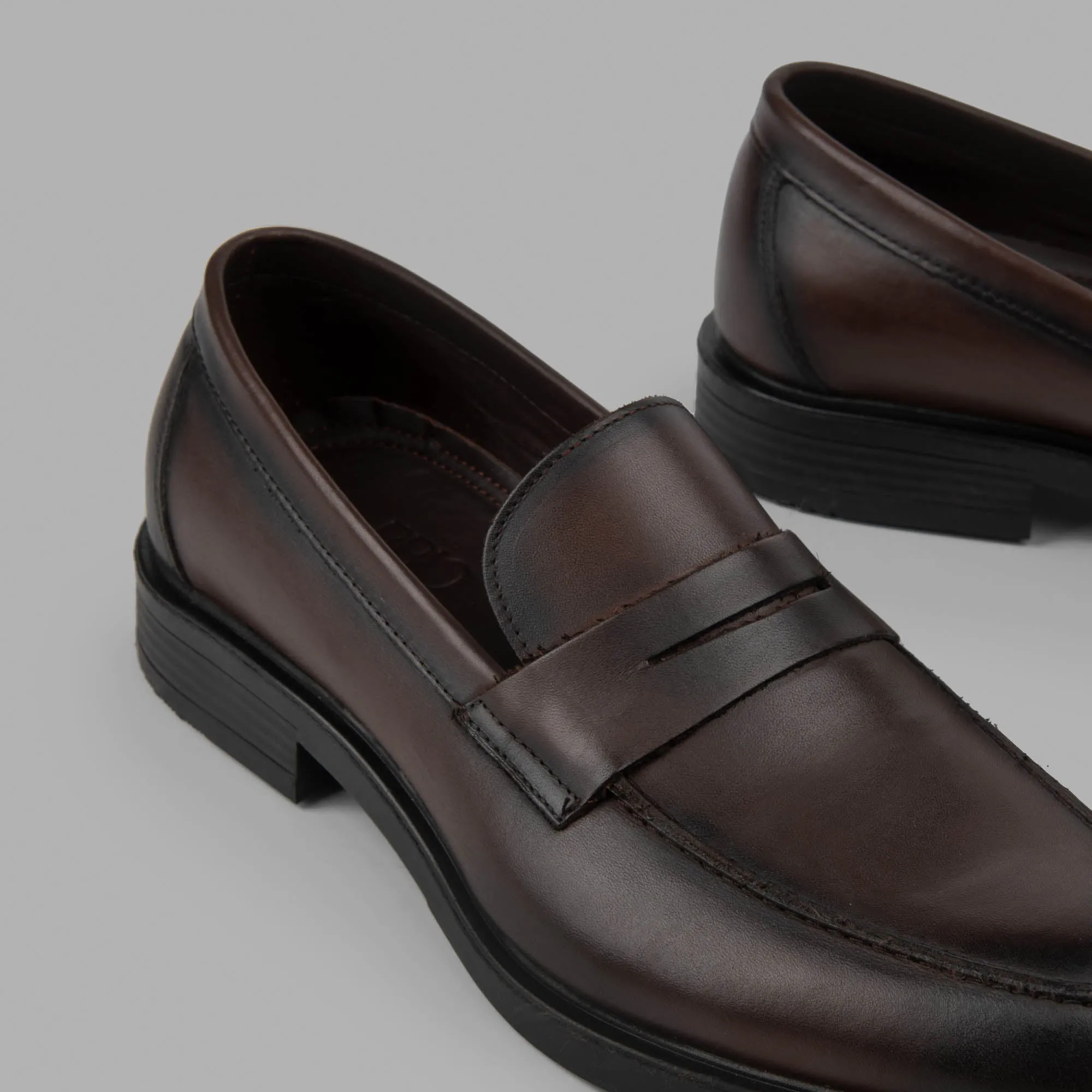 College Loafer Shoes Plain Brown
