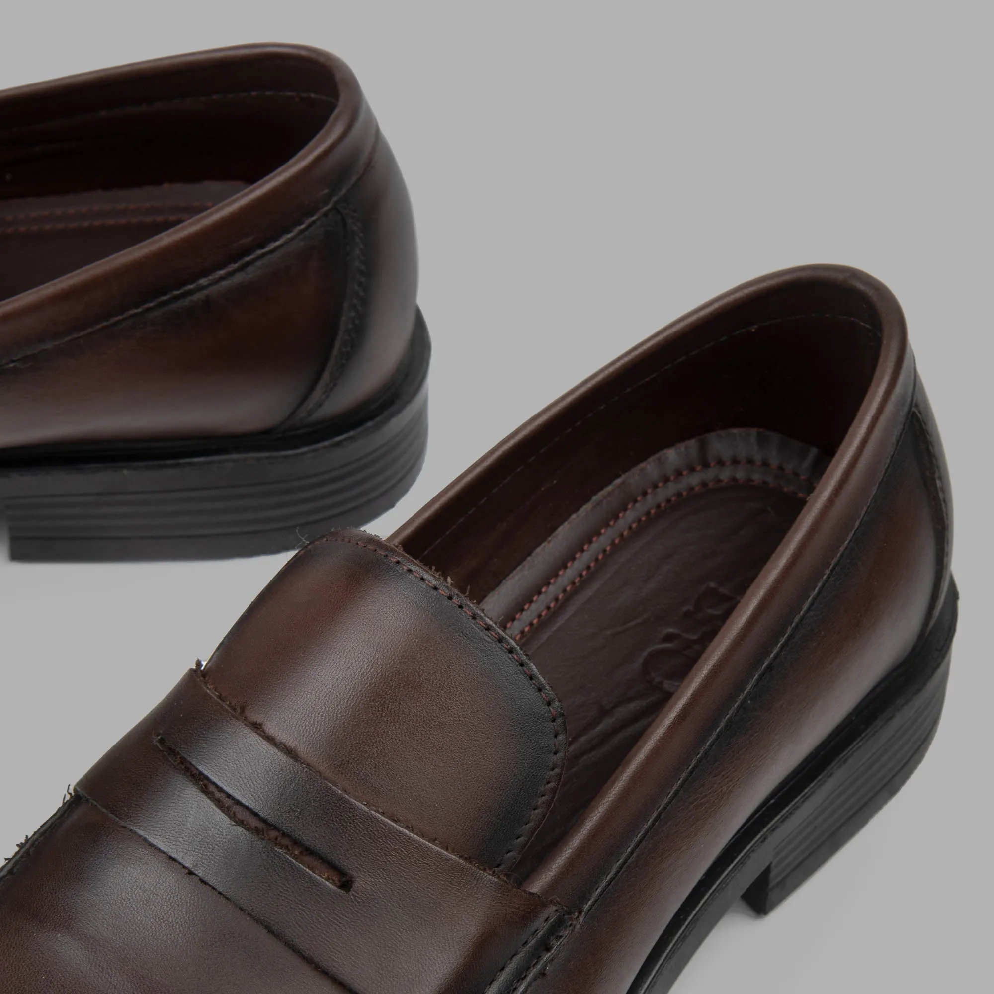 College Loafer Shoes Plain Brown