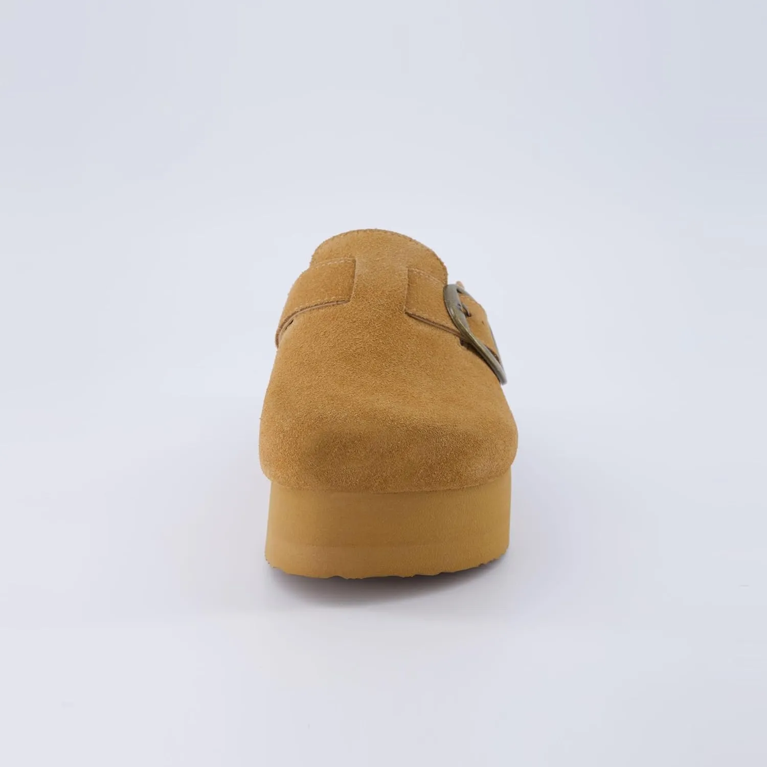 CUSHIONAIRE Women's Granola *Previous Buckle Issue Fixed* Genuine Suede Cork Footbed Platform Clog,  Comfort, Wide Widths Available