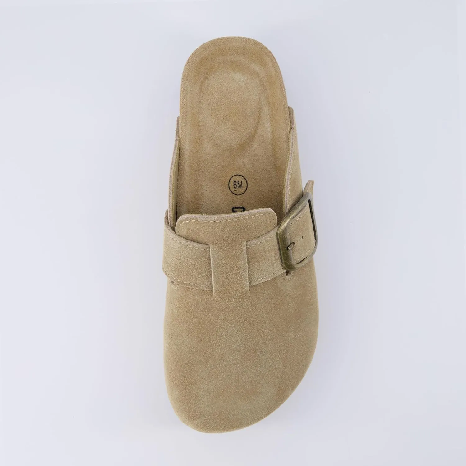 CUSHIONAIRE Women's Granola *Previous Buckle Issue Fixed* Genuine Suede Cork Footbed Platform Clog,  Comfort, Wide Widths Available