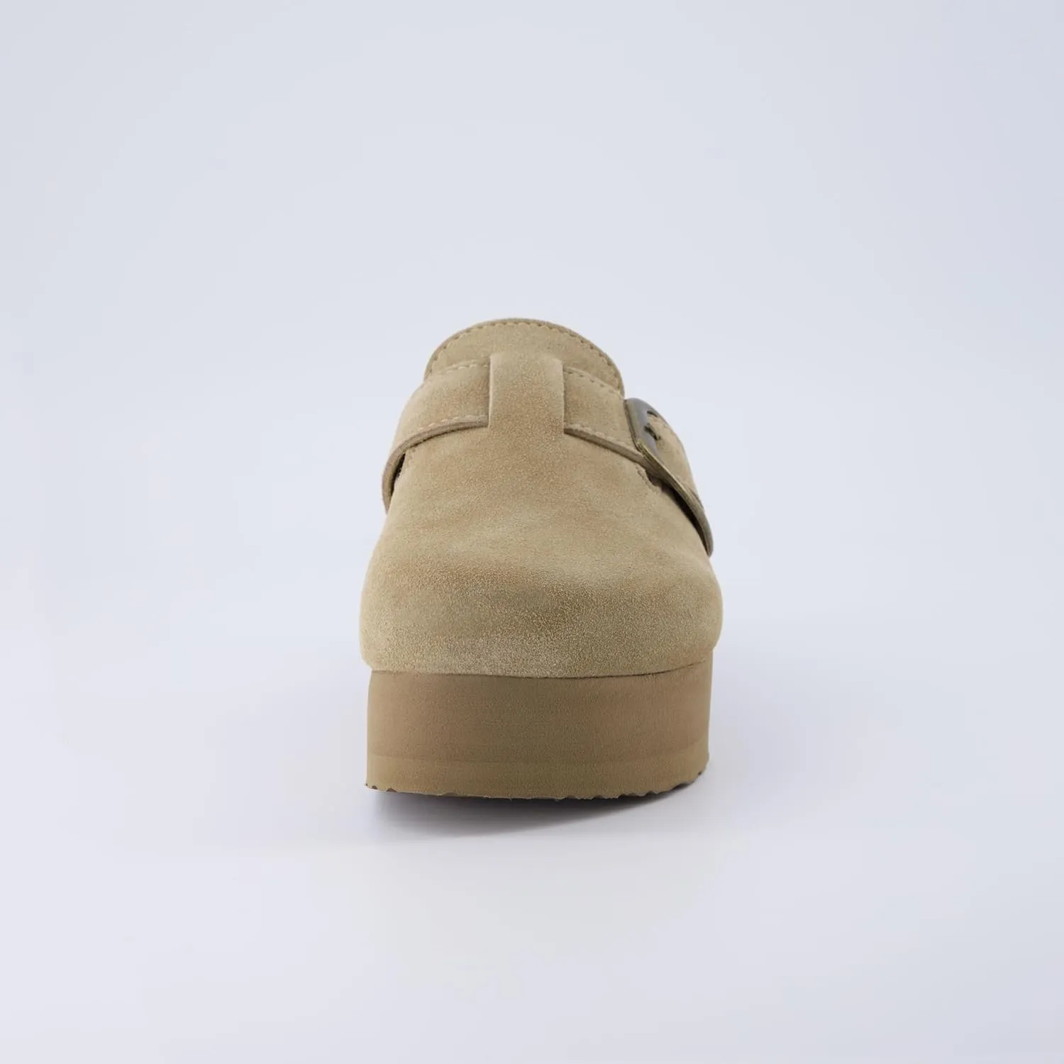 CUSHIONAIRE Women's Granola *Previous Buckle Issue Fixed* Genuine Suede Cork Footbed Platform Clog,  Comfort, Wide Widths Available