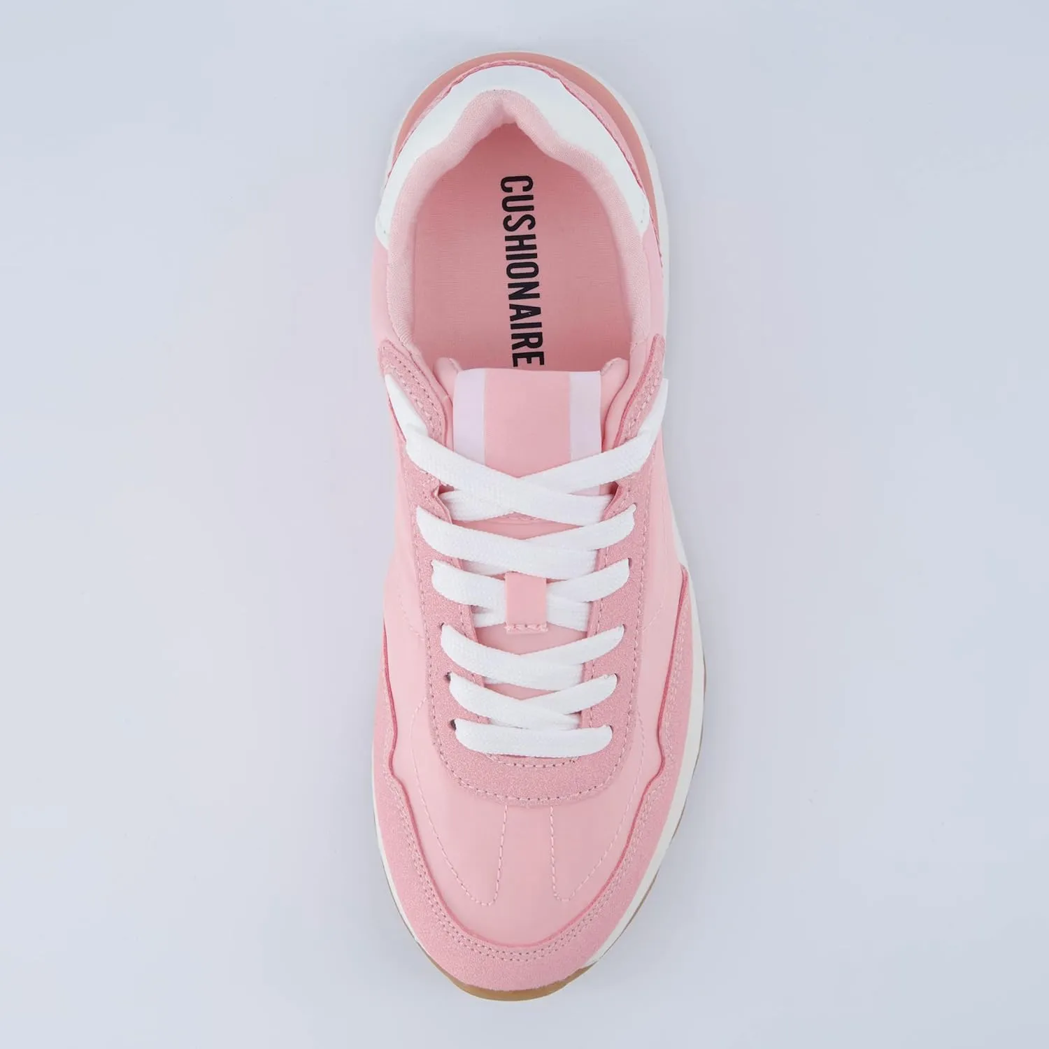 CUSHIONAIRE Women's Kicks lace up Nylon Sneaker  Comfort Foam, Wide Widths Available