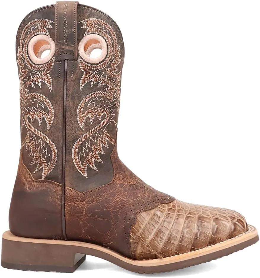 Dan Post Boots Mens Egan Embroidered Square Toe Pull On Dress Boots Mid Calf - Brown