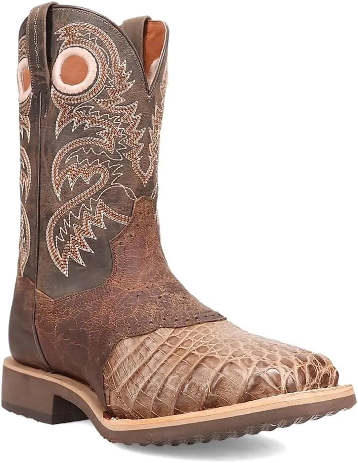 Dan Post Boots Mens Egan Embroidered Square Toe Pull On Dress Boots Mid Calf - Brown