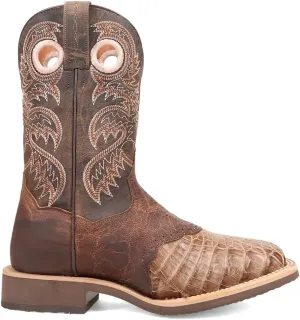 Dan Post Boots Mens Egan Embroidered Square Toe Pull On Dress Boots Mid Calf - Brown