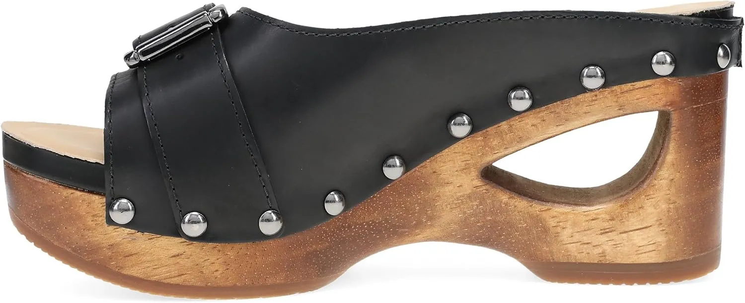Dansko Adeline Heeled Slide Sandal for Women - Hand-Crafted Wooden Outsoles - Memory Foam Footbeds and Rubber Padded Outsoles for Comfort and Durability