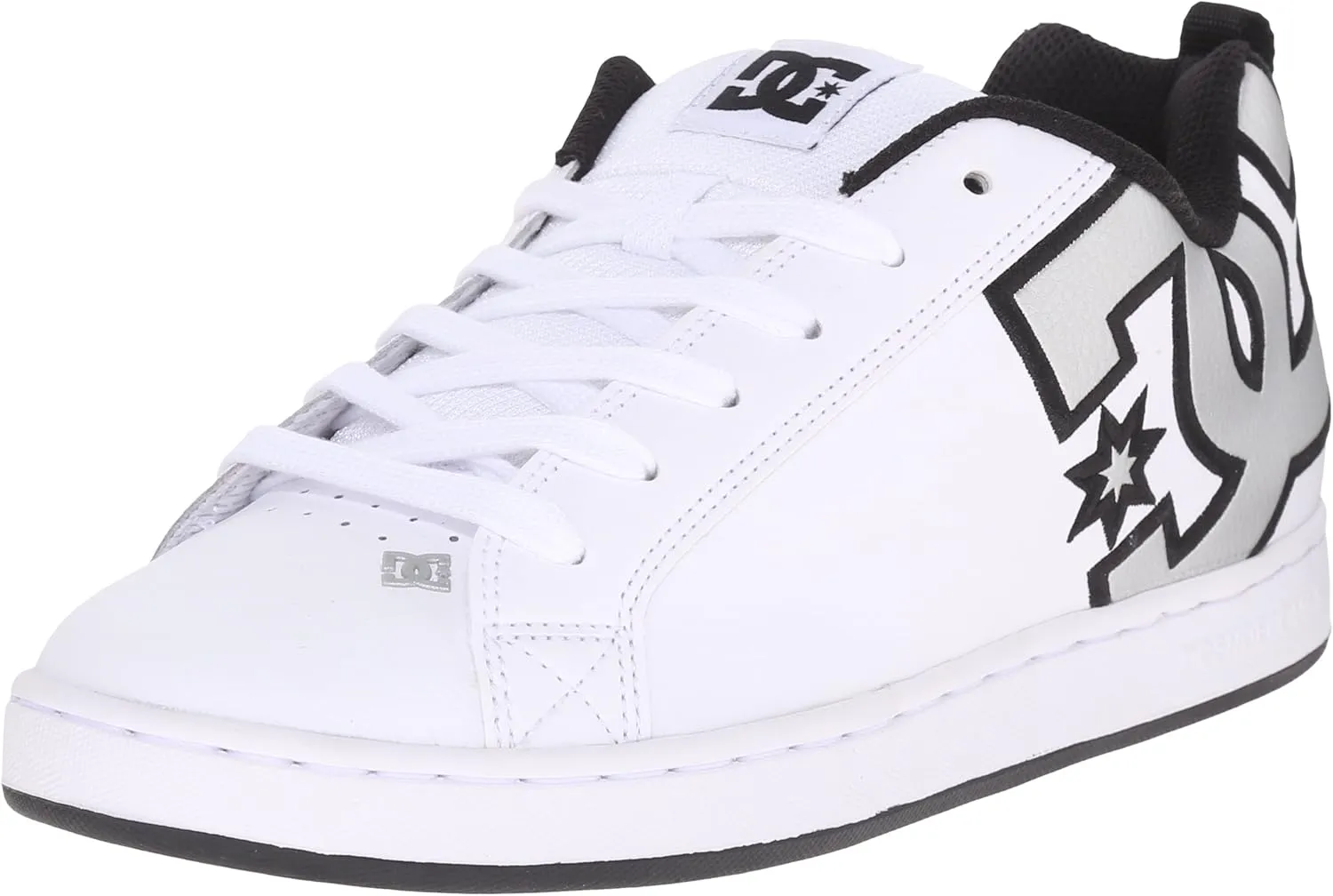 DC Women's Court Graffik Low Top Casual Skate Shoe, White/M Silver, 9