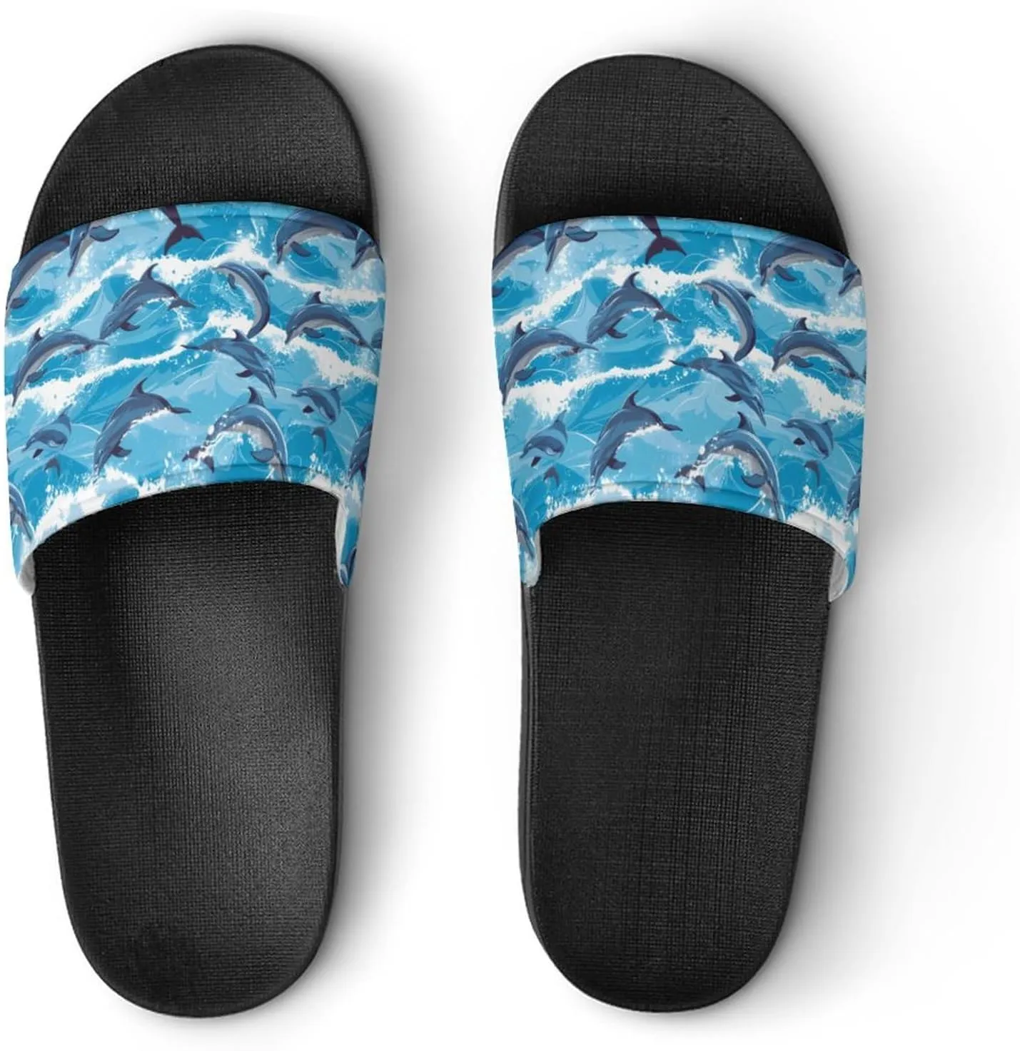 Dolphins in Waves Funny Slippers Slides Sandals Shower Home House Shoes Non Slip Soft Sole Shoe For Men Women Bathroom